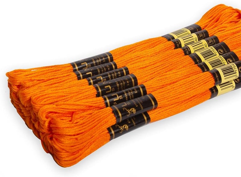 UMC STAG 12 Pieces Tangerine Colour 740/316 Premium Embroidery Thread | 100% Egyptian Cotton Premium Skeins | Cross Stitch Embroidery Floss | Oeko TEX Certified Stranded Cotton (Tangerine) - Image 1